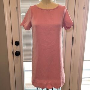 Pink Lily Scallop-Hem Textured Shift Mini Dress – Pink Small